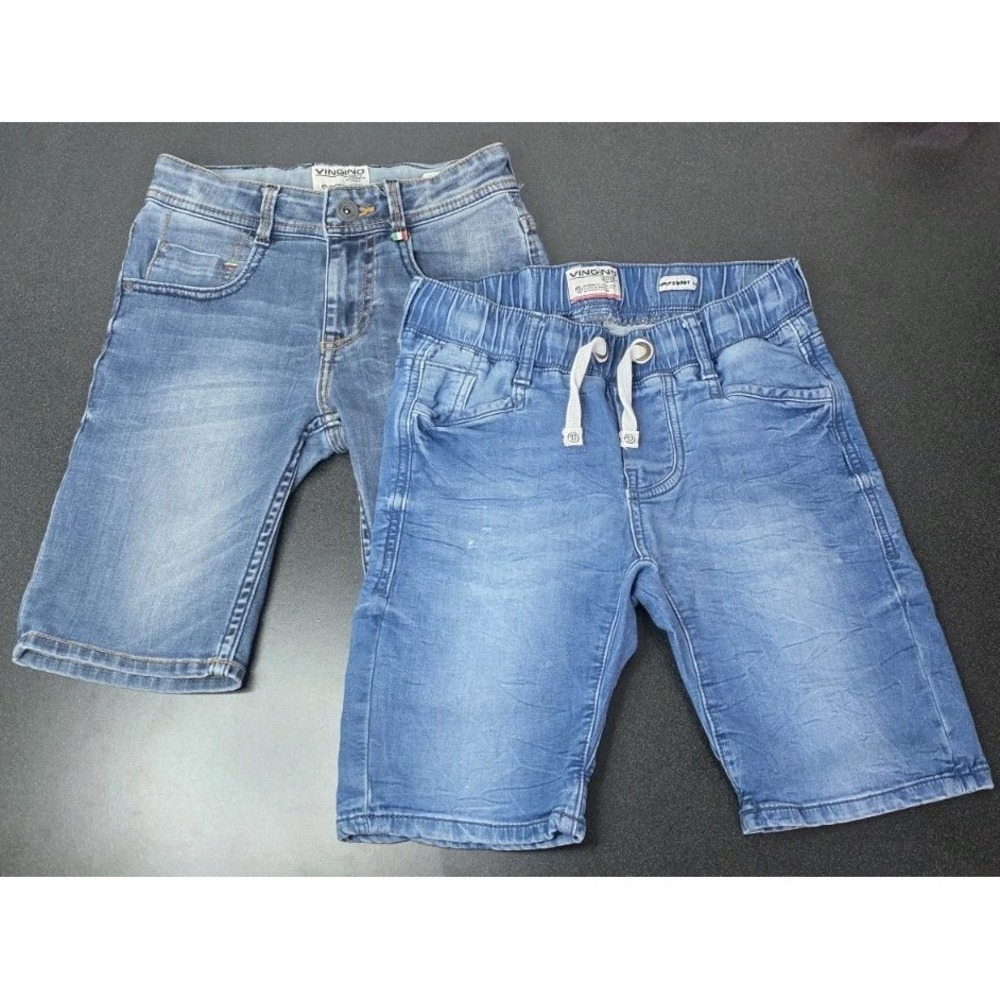2 Pairs VINGINO Boys Bermuda Jean Shorts Sz 9 Euro Adjustable Waist‎ Italian